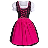 economico Set Dirndl-Oktoberfest Abiti tradizionali Blusa Dirndl Mini carico Bavarese Cameriera Bavarese Tedesco Prati Per donna Panno in stile tradizionale (50 cm)
