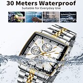 abordables Relojes de Cuarzo-Reloj rectangular REWARD Relojes de cuarzo para hombres Relojes de lujo Reloj de deporte de negocios Reloj con manecillas luminosas Reloj a prueba de agua