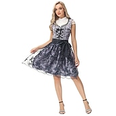 billige Dirndl-Oktoberfest Dirndl Trachtenkleader Oktoberfest / øl bayerske bayerske Wiesn Tradisjonell stil Enger Dame Tradisjonell stil klut Genser Kjole Forkle