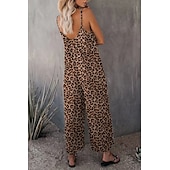 olcso alkalmi kombiné-női jumpsuit egyszínű v nyak ünnepnapi kirándulás széles lábszár laza spagetti pántos khaki 3xl nyári