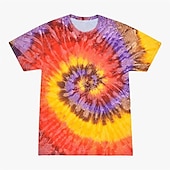 billige Retro grafikk-Disk Tie Dye T-skjorte Animé 3D Graphic Til Par Herre Dame Voksne Maskerade 3D-utskrift Fritid / hverdag