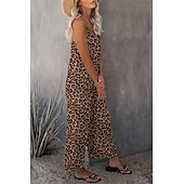 olcso alkalmi kombiné-női jumpsuit egyszínű v nyak ünnepnapi kirándulás széles lábszár laza spagetti pántos khaki 3xl nyári