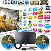 abordables Cajas de TV-Antena de tv digital 8k 4k para receptor de tv global amplificador de señal dvb t2 para smart tv rv antena de coche al aire libre canal libre