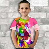 billiga Pojkens 3D-djur-Pojkar 3D Grafisk Djur Panda T-shirt Kortärmad 3D-tryck Sommar Vår Aktiv Sport Mode Polyester Barn 3-12 år Utomhus Ledigt Dagligen Normal