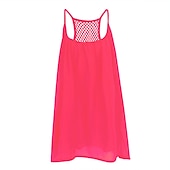 billige Sundresses-Dame Mini kjole Kjole med stropper Fritid Normal Ren farge Ermeløs lysende grønne Svart Hvit Oransje Sommer Vår