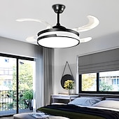 baratos Candeeiros Ventoinhas de Teto-Ventilador de teto com luzes 147&quot; led regulável 3 cores 6 velocidades cronometrando lâminas reversíveis com controle remoto, lustre de ventilador doméstico, ventilador de teto de montagem embutida de