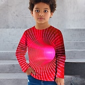 billiga Pojkens 3D Vision &amp; Geometri-Pojkar 3D Grafisk 3D Print T-shirt Långärmad 3D-tryck Sommar Vår Höst Sport Mode Streetwear Barn 3-12 år Utomhus Ledigt Dagligen Normal