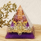 cheap Outdoor Decoration-Orgone Pyramid For Positive Energy And Amethyst Crystal Ball, With Protection From Crystals Energy Generator For Stress Reduce Healing Meditation And Wealth Attraction For Home Decoration
