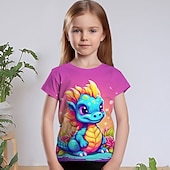 cheap Girl&#039;s 3D Animals-Girls&#039; 3D Graphic Cartoon Unicorn T shirt Tee Short Sleeve 3D Print Summer Spring Active Fashion Cute Kids 3-12 Years Outdoor Casual Daily Regular Fit