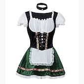 cheap Dirndl-Carnival Oktoberfest Beer Outfits Petticoat Hoop Skirt Tutu Maid German Munich Wiesn Women&#039;s Traditional Style Cloth Dress Apron