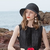 economico Cappelli per feste-cappelli cappello a secchiello in fibra cappello di paglia cappello da sole spiaggia casual elegante protezione solare con copricapo in tulle copricapo