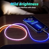 billiga Mobiltelefon kablar-snabbladdning rgb kabel 100w andningsljus 66w typ c usb c datakabel för iphone samsung android micro 30w snabbladdningskabel