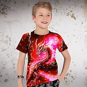 cheap Boy&#039;s 3D Animals-Boys 3D Graphic Animal Dragon T shirt Tee Short Sleeve 3D Print Summer Spring Active Sports Fashion Kids 3-12 Years Outdoor Casual Daily Regular Fit