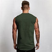 billige Treningsskjorter uten armer-Herre Singleter Vest topp Underskjorte Ermeløs skjorte Ermeløs V-hals Sommer عادي Sport Mote Lettvekt Feriereise Avslappet Ferie Svart Hvit Militærgrønn Topp T-skjorte for menn
