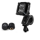 abordables Accesorios para motos y ATV-Sistema de alarma de monitoreo de temperatura de neumáticos de presión de neumáticos de motor tpms de motocicleta con 2 sensores externos
