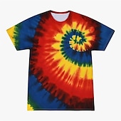 billige Retro grafikk-Disk Tie Dye T-skjorte Animé 3D Graphic Til Par Herre Dame Voksne Maskerade 3D-utskrift Fritid / hverdag