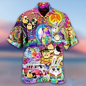 Herren Regenbogen Grafikdrucke Hemd Sommer Hawaiihemd Kurzarm Tropisch Mode Hawaiianisch Lässig Hawaiianisch Ausgehen Sommer Frühling Umlegekragen Druck Button-Down Schwarz Gelb Purpur Regenbogen preiswerte Vintage Hemd-Herren Regenbogen Grafikdrucke Hemd Sommer Hawaiihemd Kurzarm Tropisch Mode Hawaiianisch Lässig Hawaiianisch Ausgehen Sommer Frühling Umlegekragen Druck Button-Down Schwarz Gelb Purpur Regenbogen