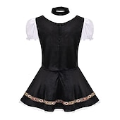 olcso Dirndl-Női Karneváli Oktoberfest Dirndl Sör Jelmez Ing és Köténnyel Bajor Wiesn Hagyományos Stílusban