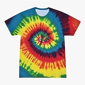 billige Retro grafikk-Disk Tie Dye T-skjorte Animé 3D Graphic Til Par Herre Dame Voksne Maskerade 3D-utskrift Fritid / hverdag