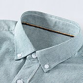 billiga Button Down-skjortor för män-Herr Skjorta Grön Khaki grön Grå Långärmad Randig Nedvikt Vår &amp; Höst Kontor &amp; Karriär Utekväll Kläder Grundläggande