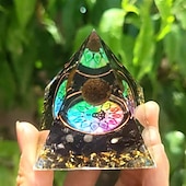 cheap Outdoor Decoration-Orgone Pyramid For Positive Energy And Amethyst Crystal Ball, With Protection From Crystals Energy Generator For Stress Reduce Healing Meditation And Wealth Attraction For Home Decoration