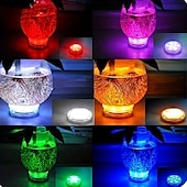 baratos Luzes Subaquáticas-luzes led submersíveis ao ar livre à prova d&#039;água 10 led rgb lâmpada de pesca subaquática luzes de fonte de lagoa controle remoto operado por bateria 16 cores luzes de piscina para vaso aquário tanque de peixes