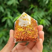 cheap Outdoor Decoration-Orgone Pyramid For Positive Energy And Amethyst Crystal Ball, With Protection From Crystals Energy Generator For Stress Reduce Healing Meditation And Wealth Attraction For Home Decoration