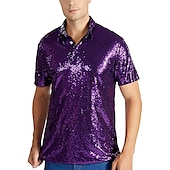 preiswerte Oberteile-Retro Vintage 1970er Rave T-Shirt Polo Kurze Ärmel Disco Pailletten Herren Halloween Karneval Musikfestival Pride Parade Pride-Monat Erwachsene T-shirt Frühling &amp; Sommer