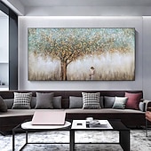 baratos Pinturas Florais/Botânicas-Pintura a óleo abstrata colorida da árvore da vida, arte de parede, tela pintada à mão, imagens de arte de parede para sala de estar, decoração de casa, sem moldura