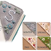 cheap Gifts-Personalized Hand Embroidered Corner Bookmark, 26 Letters Cute Flower Letter Embroidery Bookmarks, Felt Triangle Page Corner Handmade Bookmark, Felt Triangle Bookmark, Bookmarks for Book Lovers