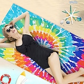 abordables ensembles de serviettes de plage-Serviette de plage tie dye, serviettes de plage de couleur hippie sans sable surdimensionnées, grande serviette de bain douce sup, serviette de bain absorbant l&#039;eau pour hommes, femmes, voyage,
