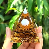 cheap Outdoor Decoration-Orgone Pyramid For Positive Energy And Amethyst Crystal Ball, With Protection From Crystals Energy Generator For Stress Reduce Healing Meditation And Wealth Attraction For Home Decoration