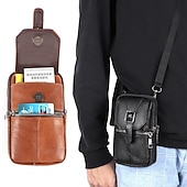 abordables Sacs pour homme-sac à bandoulière multi-poches en cuir pour homme – petit sac messager polyvalent avec bandoulière réglable pour les voyages et l&#039;utilisation quotidienne