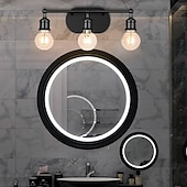 abordables Apliques de pared-juego de iluminación de tocador negro moderno: apliques de pared de baño de 3 luces para espejo, cocina, dormitorio y sala de estar