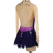 abordables Vestidos de Patinaje Artístico-Vestido de patinaje artístico Mujer Chica Patinaje Sobre Hielo Vestidos Borgoña Azul Real Púrpula Claro Dedo Pulgar Espalda Abierta Licra Alta elasticidad Entrenamiento Competición Ropa de Patinaje