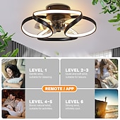 cheap Ceiling Fan Lights-LED Ceiling Fans Dimmable with Remote Contral Flower Design 55cm Flush Mount Ceiling Lamp Acrylic Lampshade Chandelier Bedroom Living Room