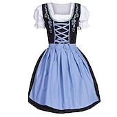 economico Set Dirndl-Oktoberfest Abiti tradizionali Blusa Dirndl Mini carico Bavarese Cameriera Bavarese Tedesco Prati Per donna Panno in stile tradizionale (50 cm)