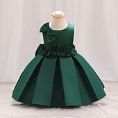 levne Párty šaty-Batole Dívčí Šaty na párty Pevná barva Bez rukávů Výkon Svatební Kravatový uzel Roztomilý Princeznovské Polyester Midi Šaty na párty Léto Jaro 3-7 let Světlá růžová Rubínově červená Trávová zelená