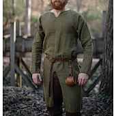 abordables Hauts-Médiéval Renaissance 17ème siècle Chemise Tunique Ren Faire Guerrier Viking Ranger Tir à l&#039;arc Homme Viking Fantaisie Halloween Carnaval Mascarade LARP Adulte Chemise Toutes saisons