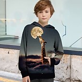 billiga Pojkens 3D-djur-sonic barn pojkar hoodie grafisk skola 3d-utskrift långärmad ficka dagligen 3-12 år vinter ljusblå