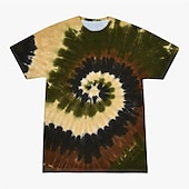 billige Retro grafikk-Disk Tie Dye T-skjorte Animé 3D Graphic Til Par Herre Dame Voksne Maskerade 3D-utskrift Fritid / hverdag