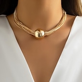 abordables Colliers-Collier Chrome Femme Punk simple Classique Mignon Mariage Rond Colliers Tendance Pour Mariage Soirée