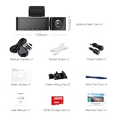 abordables DVR pour voiture-Caméra de tableau de bord azdome m550 3 canaux, caméra de tableau de bord de voiture à trois voies avant intérieur arrière, double canal 4k + 1080p avec vision nocturne gps wifi ir