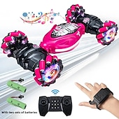お買い得  rc車-最新の 4WD 1:14 スケールリモートコントロールスタントカー 2.4 グラムワイヤレス rc ドリフトカー LED ライト時計ジェスチャーセンサー回転子供のおもちゃのギフト
