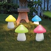 baratos Luzes de paisagem-luz led solar luminescente grande cogumelo luz de resina mudança de cor luz de gramado de jardim luz decorativa luz de paisagem