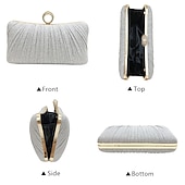 cheap Clutches &amp; Evening Bags-Elegant Gold Glitter Evening Clutch Bag with Rhinestone Ring Handle – Women&#039;s Party, Wedding, and Formal Event Accessory