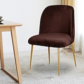 abordables Funda para silla de comedor-Funda para silla de comedor, tapizada en terciopelo elástico, funda para silla de comedor lateral, funda para silla de comedor con respaldo curvo en color burdeos y rojo, fundas para sillas de