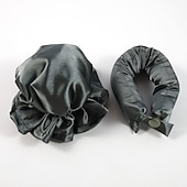 abordables Aparatos para el baño-Juego de rizos satinados sin calor: varilla para rizar + cubierta para el cabello rizado, juego de rizos con bollos de calor cero, artefacto para rizar el cabello para personas perezosas con sueño de ola grande, juego de cabello rizado sin calor para muje
