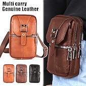 abordables Sacs pour homme-sac à bandoulière multi-poches en cuir pour homme – petit sac messager polyvalent avec bandoulière réglable pour les voyages et l&#039;utilisation quotidienne