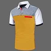 cheap Men&#039;s Classic Polo-Men&#039;s Button Up Polos Cotton Polo Shirt Casual Holiday Lapel Short Sleeve Fashion Basic Color Block Classic Summer Regular Fit White Yellow Burgundy Dark Navy Blue Button Up Polos